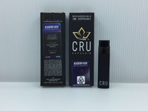 CRU Blueberry Kush integrated vaporizer and package